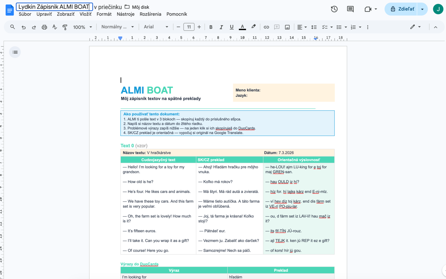 Google Docs – premenovanie zápisníka kliknutím na názov hore vľavo